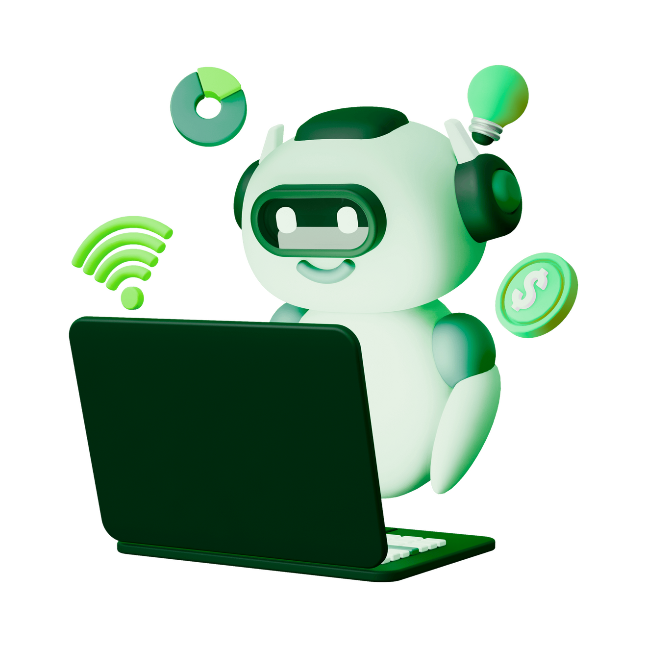 AI Robot with Laptop 3D